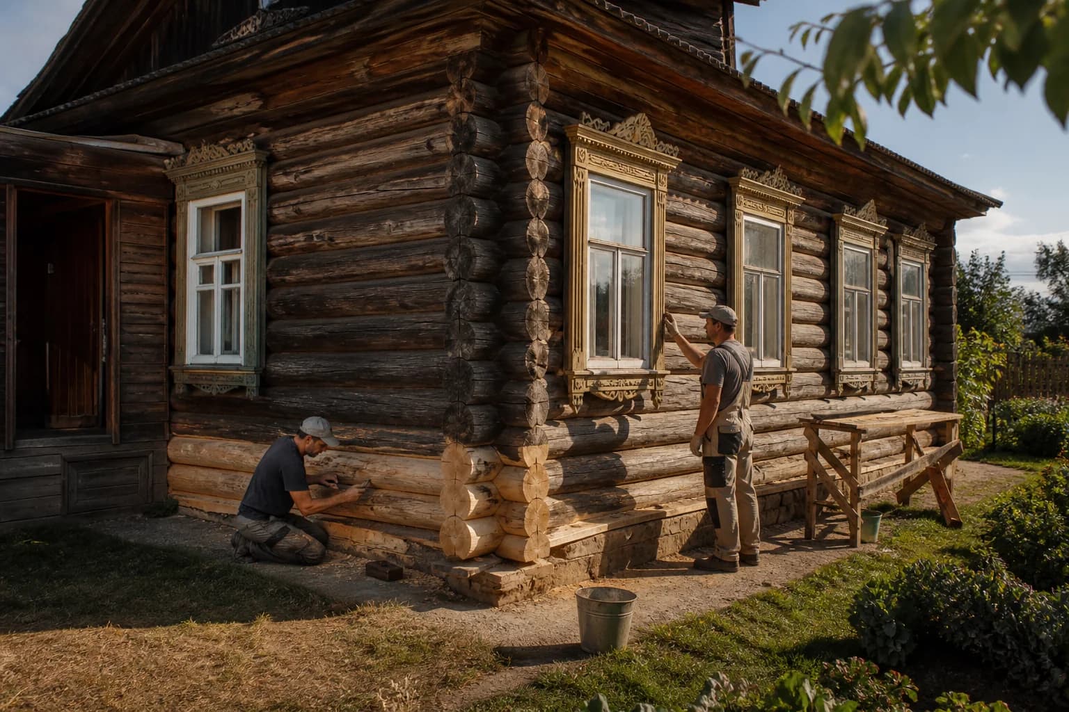 Восстановленный деревянный дом